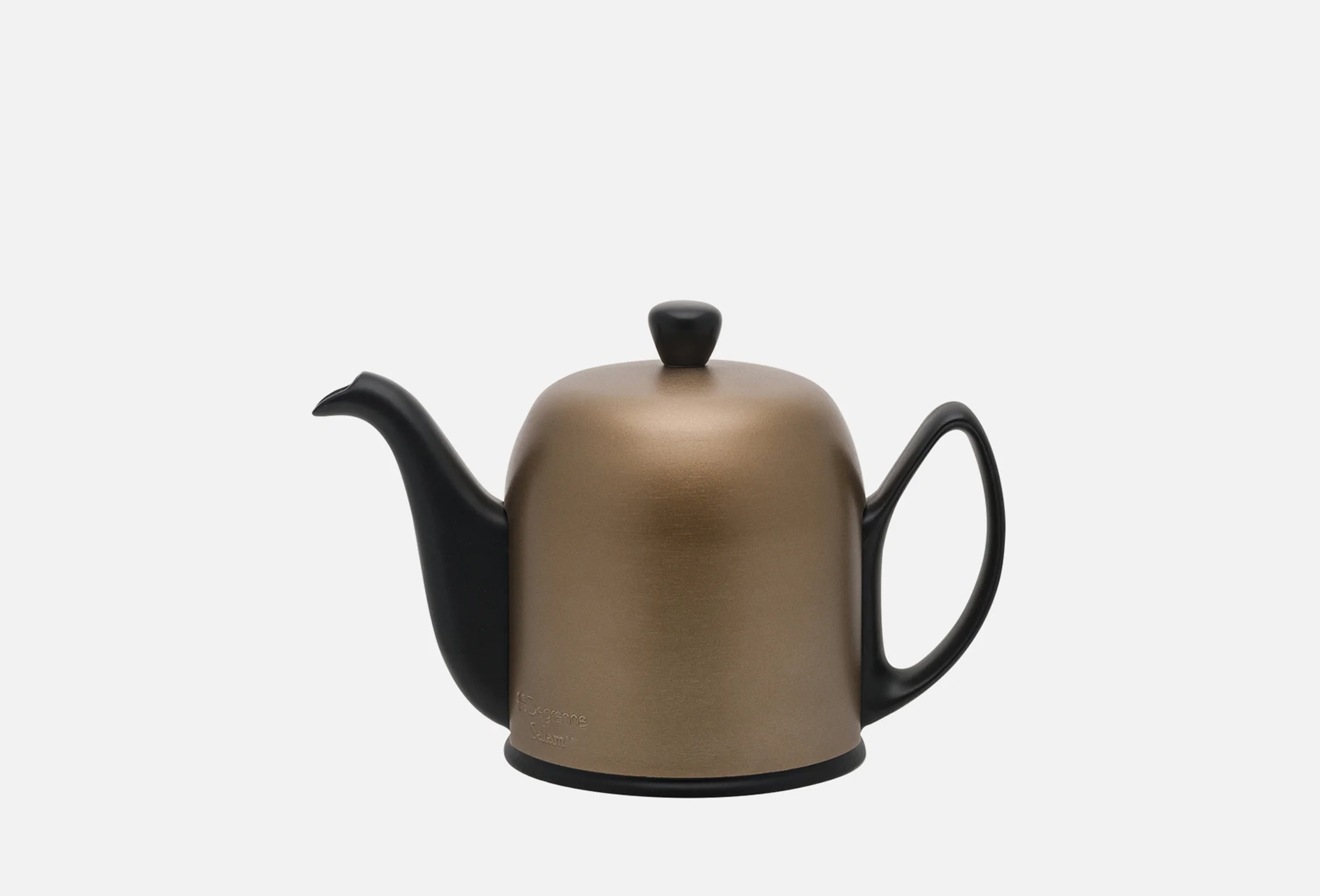 Чайник Salam — бронзовый колпак на чёрной керамике, Manufacture de Vire